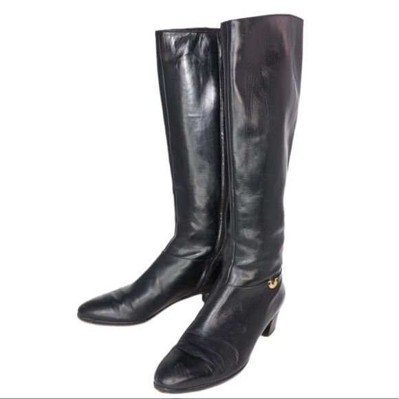 Salvatore Ferragamo Shoes - Salvatore Ferragamo Black Tall Riding Boots, Size 6.5